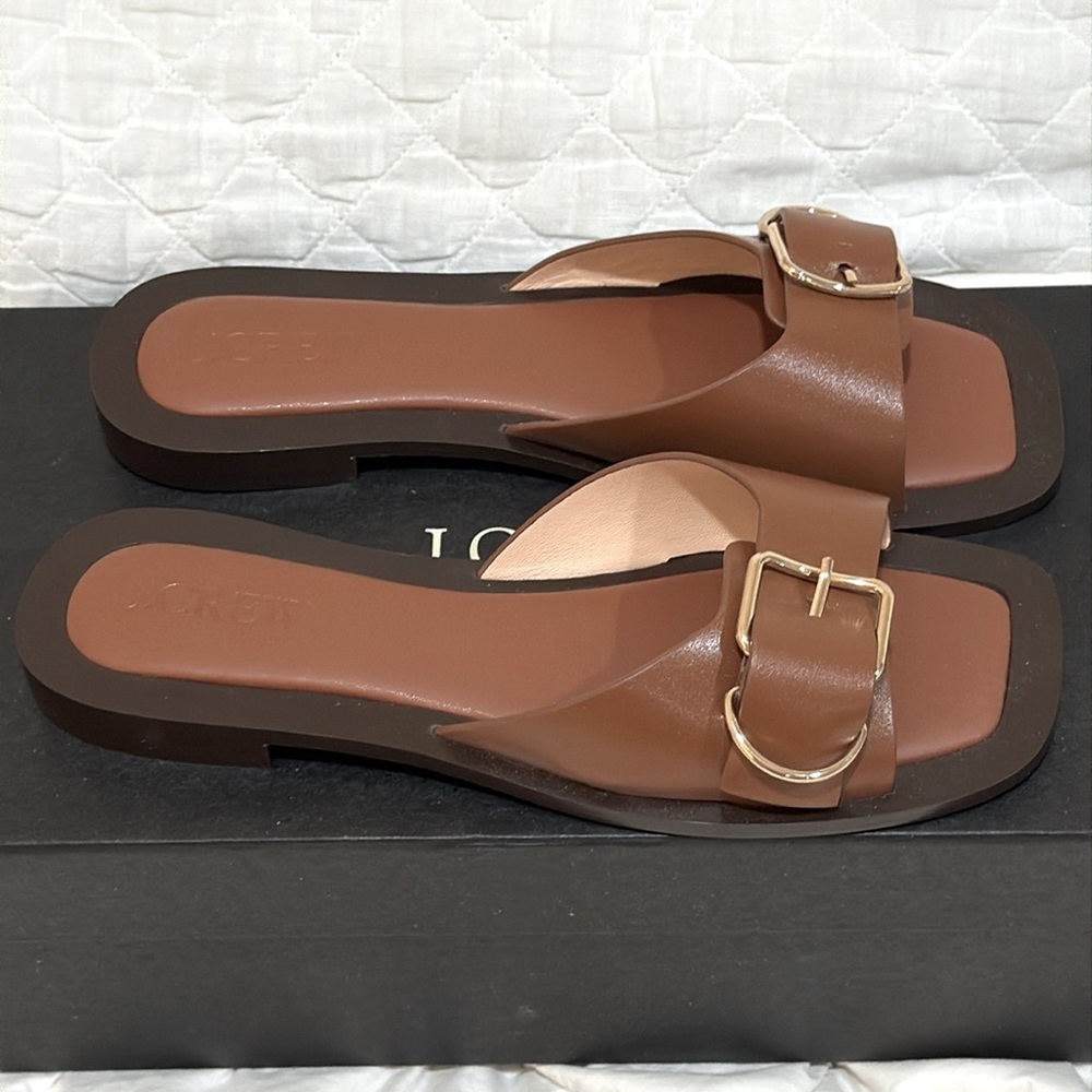 J. Crew Callie sandals in leather cedar brown size 9 NEW - Picture 7 of 8